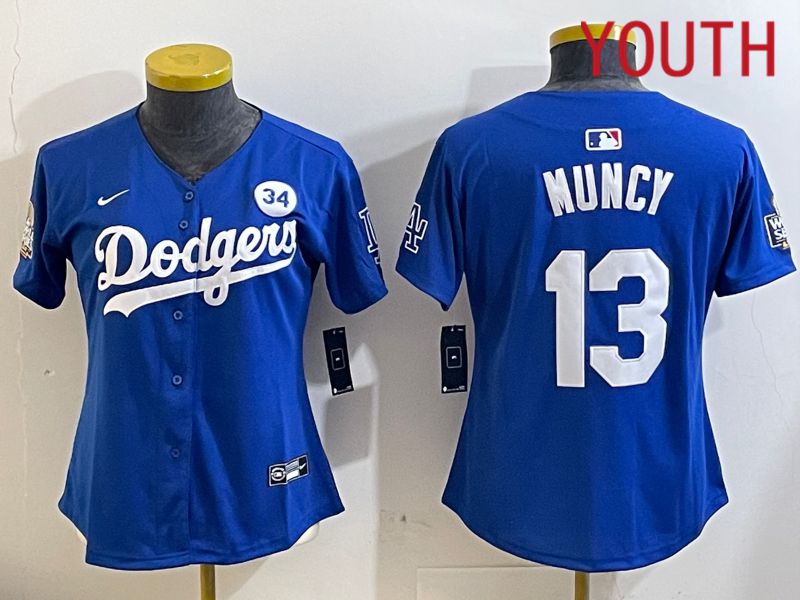Youth Los Angeles Dodgers #13 Muncy Blue Game 2024 Nike MLB Jersey style 1121